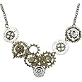 RechicGu Style A Watch Clock Clockwork Hand Gear Cog Steampunk Necklace Vintage Gold and Silver