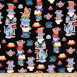Cotton + Steel 0476814 Rifle Paper Co. Wonderland Mad Tea Party Black Fabric by the Yard