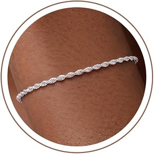 BLThing 925 Sterling Silver Bracelets for Women, 2.5MM Sterling Silver Rope Chain Bracelet Silver Chain Bracelets Jewelry Gif