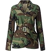 Novaorily Women 2024 Fall Winter Oversized Camo Jean Blazer Jacket Long Sleeve Camouflage Denim Tops Fashion Trench Coats