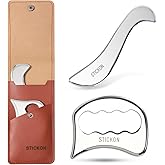 STICKON 2 in 1 Stainless Steel Gua Sha Muscle Scraper Tools Set,Physical Therapy Tools,Muscle Scraping Tool,Massage Scraper,IASTM Tools, Guasha Massage Scraper (STICKON-61)