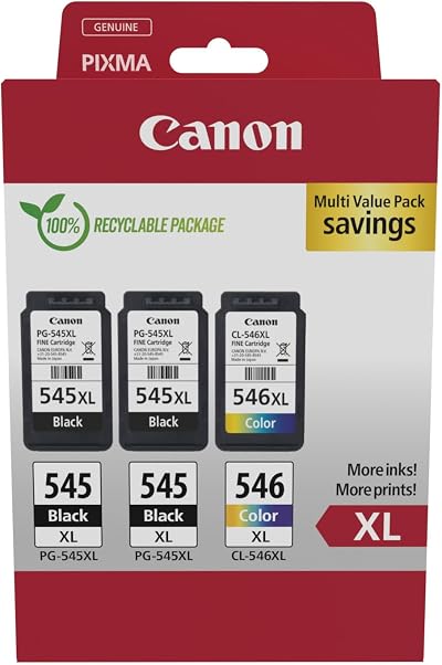 Canon PG-545XL X 2 CL-546XL High Yield Ink Cartridges Pack of 3