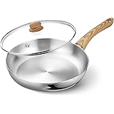 KOCH SYSTEME CS Stainless Steel Pan 10 Inch, Stainless Steel Frying Pan with Lid, 26cm Skillet with Heat-Resistant Bakelite H