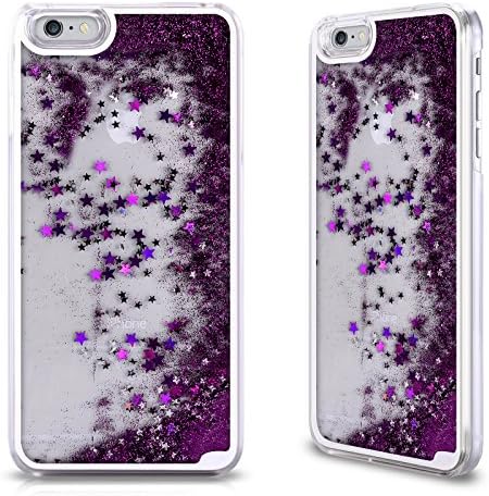 Transparent Liquid Purple Glitter Back Case for Apple iPhone 6 Plus