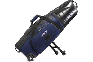 JANUS Golf Travel Bag Hard Case with Support Frame for Hands-Free 360 Spinner Wheels, Travel Bag for Airlines, ABS Hard Shell, Easy to Fold, Hand-Carry Option