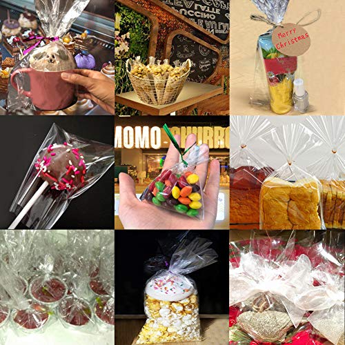 image for suyncyi 200 PCS Clear Bags，Party Favor Bags with 200 Twist Ties 5 Mi