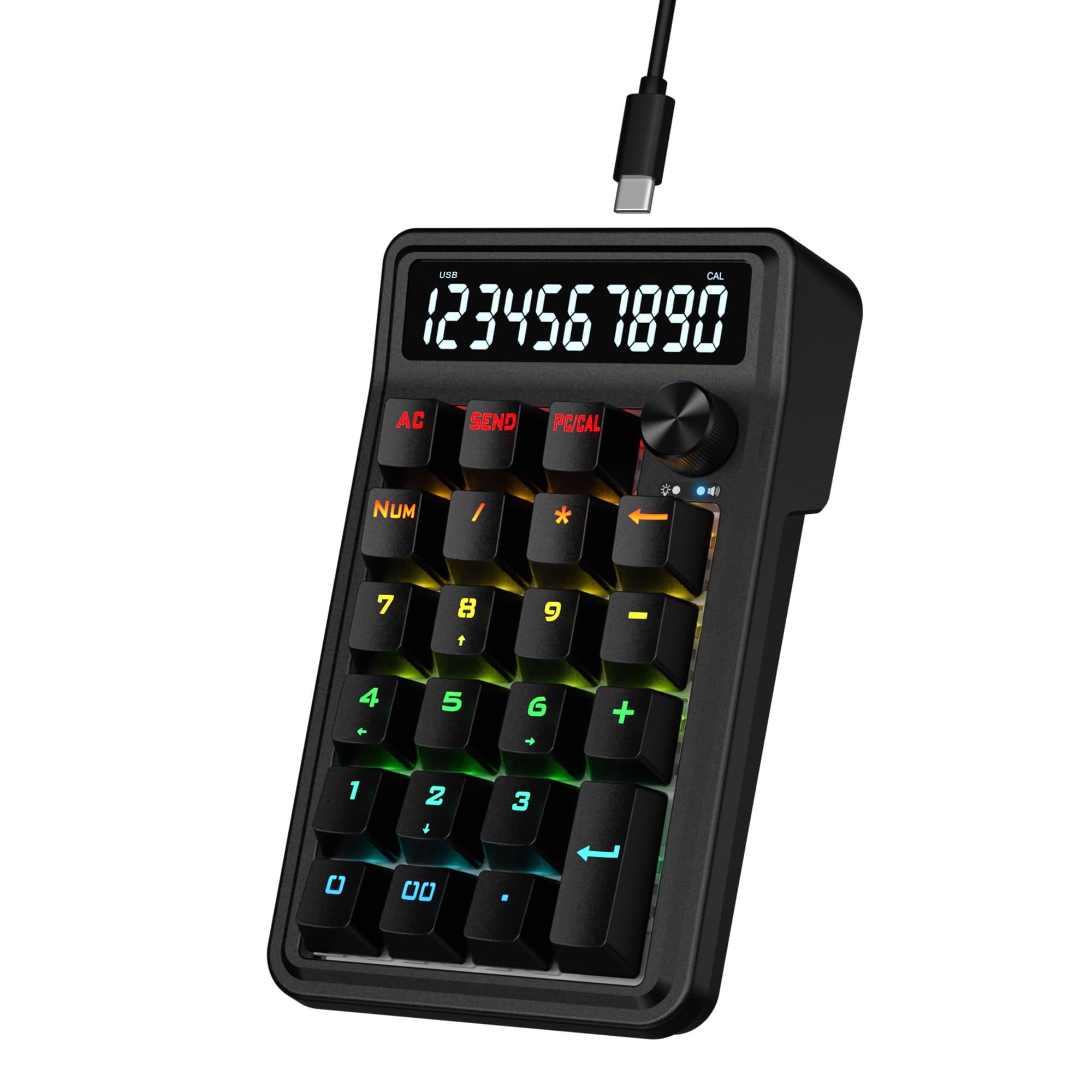 Redragon K733 Wired Gasket RGB Number Pad, 22 Keys Mechanical Numpad w/PC & Calculate Modes, 10 Digits Calculator Display, Knob Control, 5-Layer Noise Dampening, Creamy Custom Linear Switch