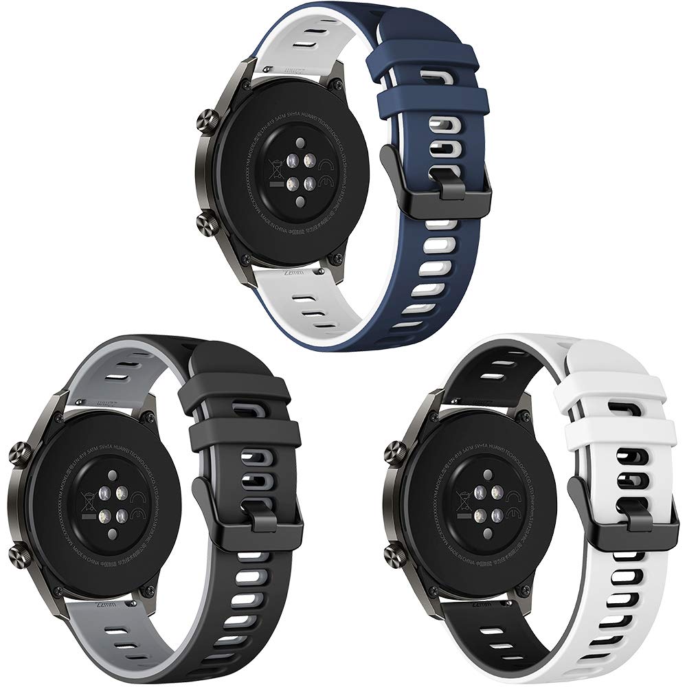 Songsier Strap Compatible with Huawei Watch GT2 Pro 46mm/Watch GT 46mm/Watch GT Active/Watch 2 Pro/Galaxy watch 3 45mm/Galaxy Watch 46mm/Gear S3/Gear 2, 22mm Soft Silicone Replacement Strap