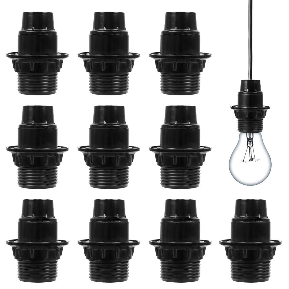 E14 Socket Lamp Bulb 10Pcs Lamp Socket Holder, Edison Lamp Holder, Bakelite Threaded E14 Pendant Socket LED Bulbs and Incandescent Bulbs and CFL Bulbs (Black)