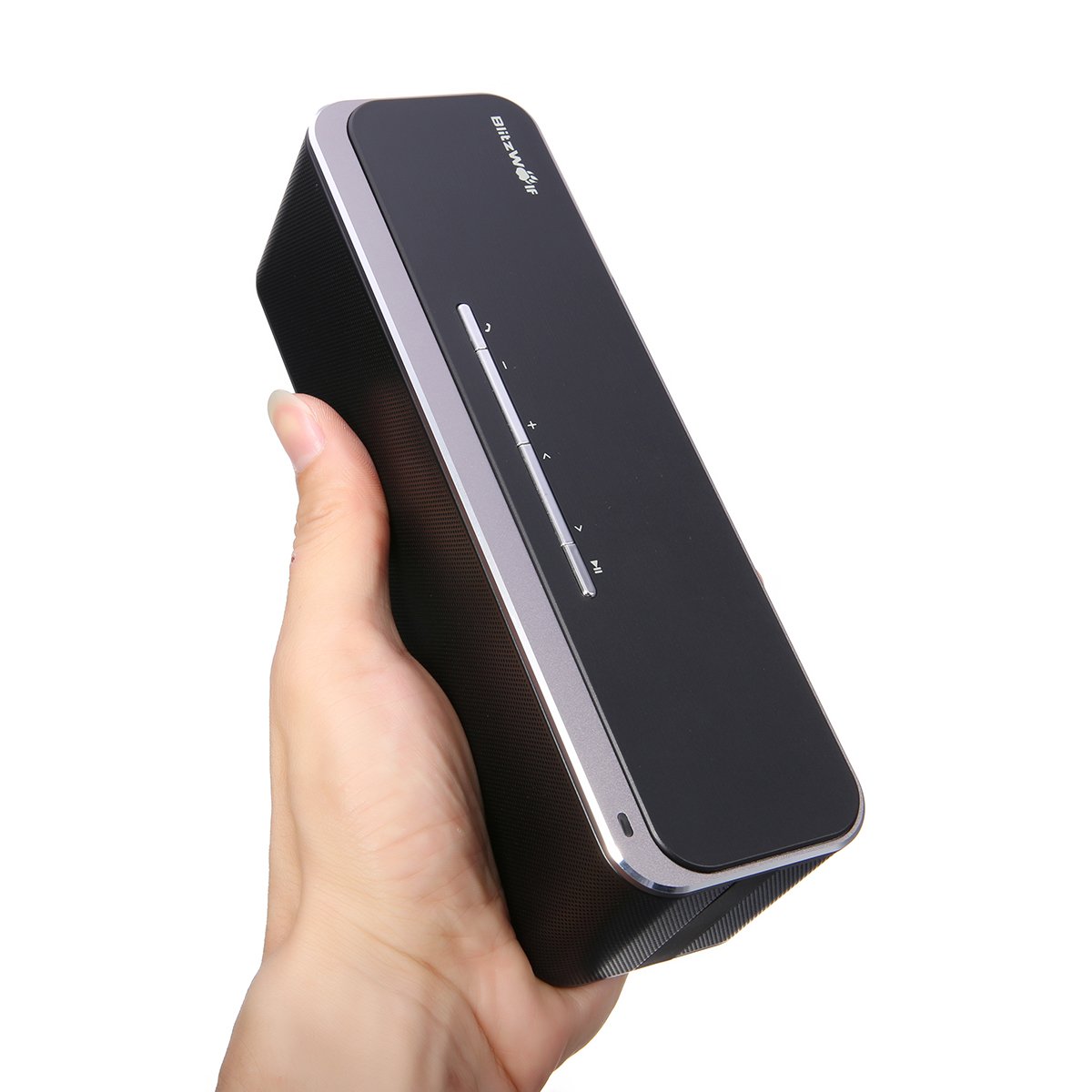 Altavoz Bluetooth Inalámbrico, BlitzWolf Max Bass 20W Subwoofers Pasivos Estéreo Premium Altavoz Portátil Inalámbrico para Exteriores con Micrófono, Entrada AUX, Hecho de Metal