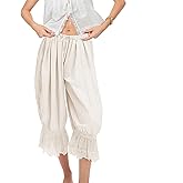 Bloomers Pants for Women Y2K Lace Trim Vintage Pantaloons Cute Ruffled Pumpkin Long Pants Capri Pajama Bottoms