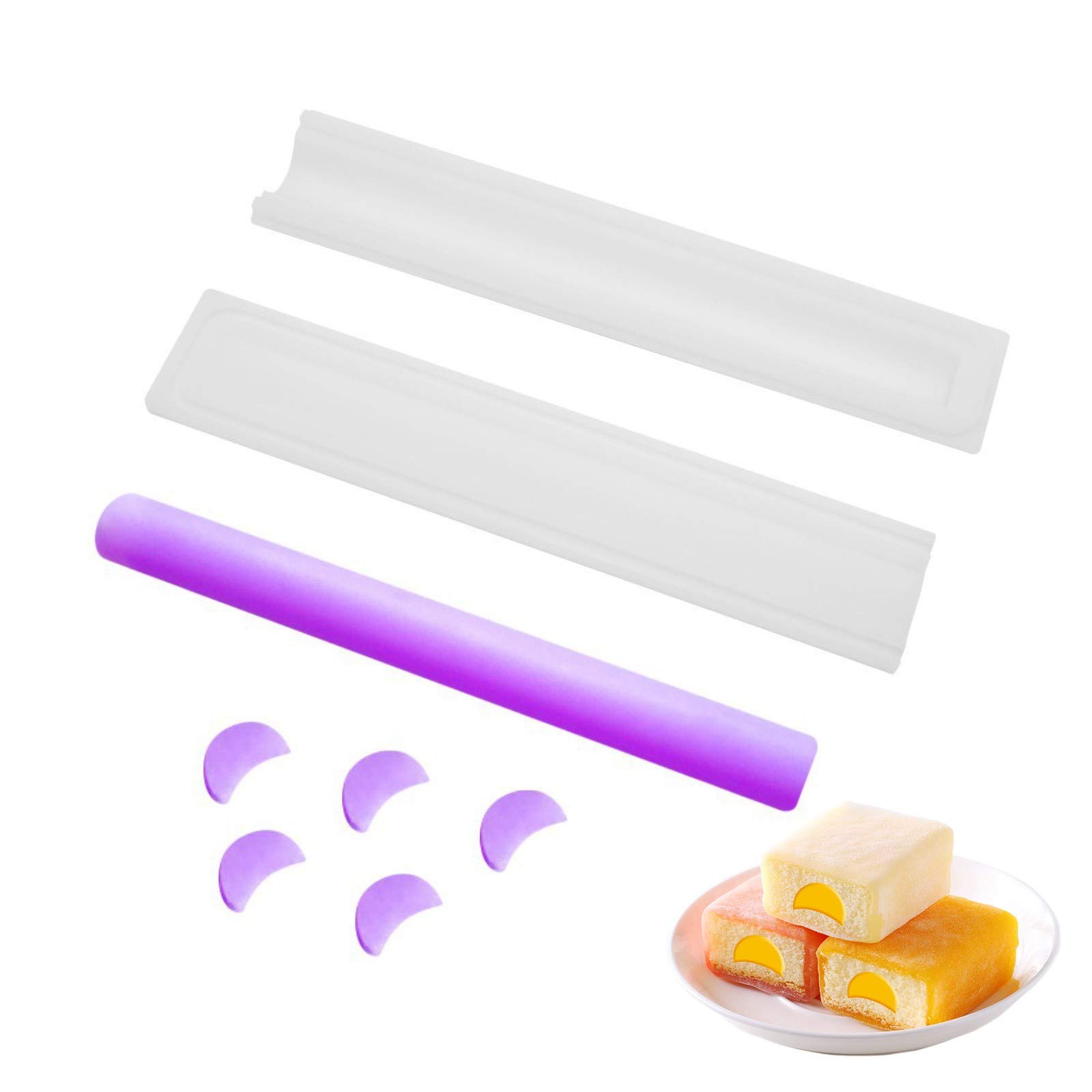 LaceDaisy Tube Column Silicone Soap Mold Embed Soap Making Tool Candle Aromatherapy Mold DIY Baking Columnar Mousse Cake Core Mould Chocolate Fondant Tool for DIY Craft Dessert Party Decoration(Moon)