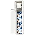Qeke Recessed Toilet Paper Holder, SUS304 Stainless Steel Rustproof Recessed Toilet Paper Holder with Storage Cabinet, in Wall Tissue Paper Holder for Bathroom, Matte White, 4.7" Depth