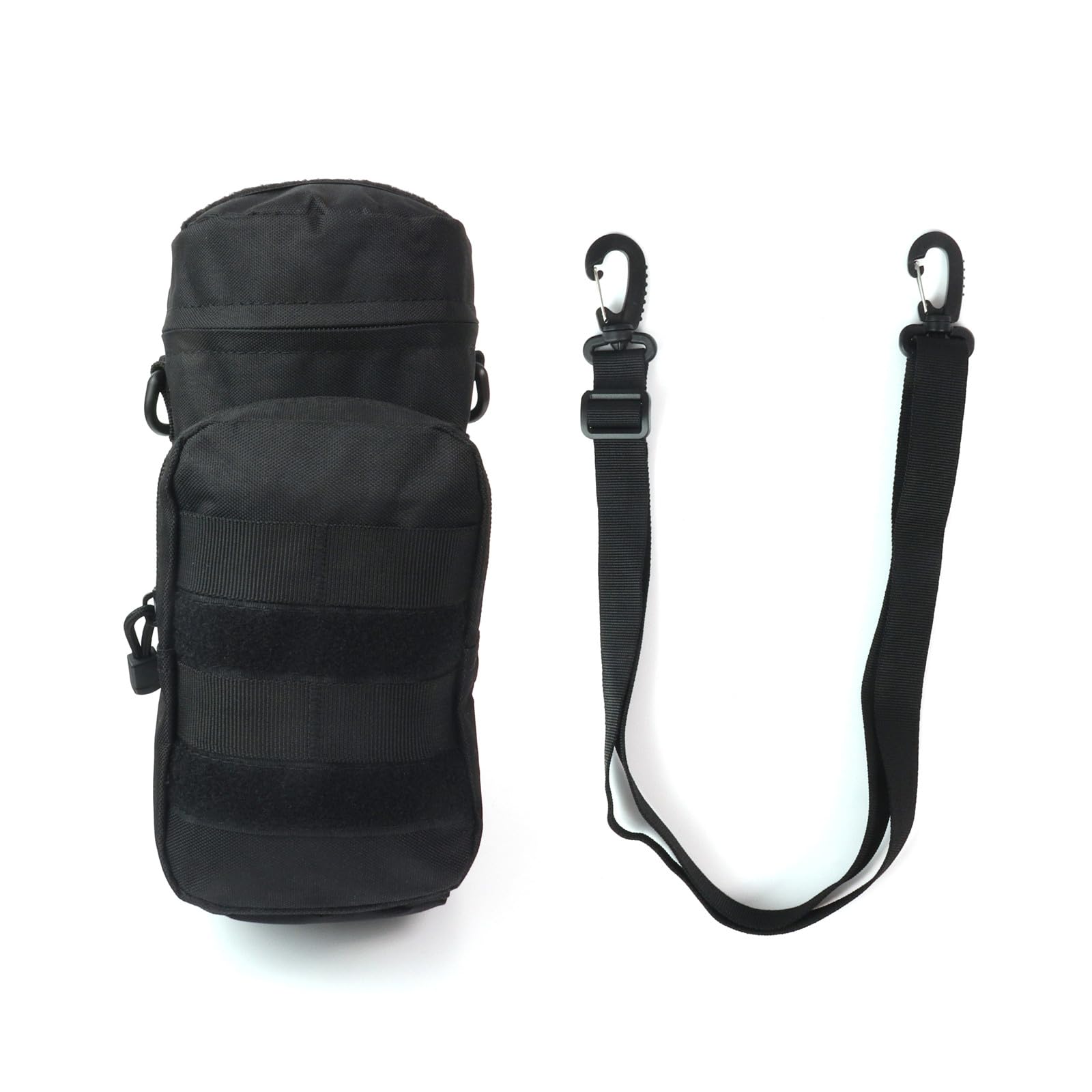Jipemtra Tactical Military MOLLE Water Bottle Pouch H2O Hydration Carrier Holder Military MOLLE Tactical Travel Carry Bag Case for Outdoor Activities Running Cycling Camping (Black)