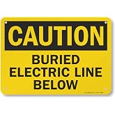 SmartSign - U9-1480-NA_7x10 "Caution - Buried Electric Line Below" Sign | 7" x 10" Aluminum Black on Yellow