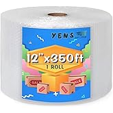 Large Recycled roll of 350 ft Small Bubble Cushioning Rolls 12 Inch Width Perforated Every 12" for Packaging, Shipping, Maili