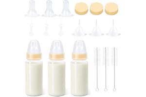ASEVAT 5 oz 3PackPet Feeding Bottle, Anti-Choking Puppy Feeder Design,with 3pcs Replaceable and Reusable Silicone Nipples for Feeding Puppies, Kittens, Small Animals