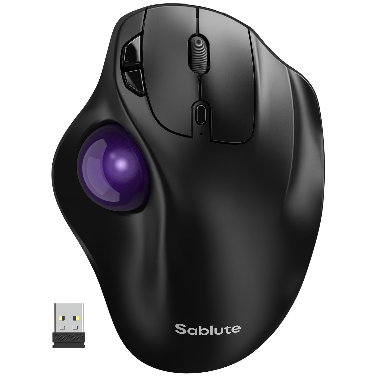 sablute mam2 wireless trackball mouse with 5-level dpi, ergonomic mouse 2.4g plug-and-play for 3 dev