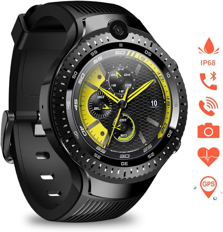 FSM88 4G Smart Android Watch, Waterproof Sporty, 530 Mah with Dual Cameras Activity Tracker GPS WiFi 1 GB + 16 GB 4G Data Call System for Android/iOS