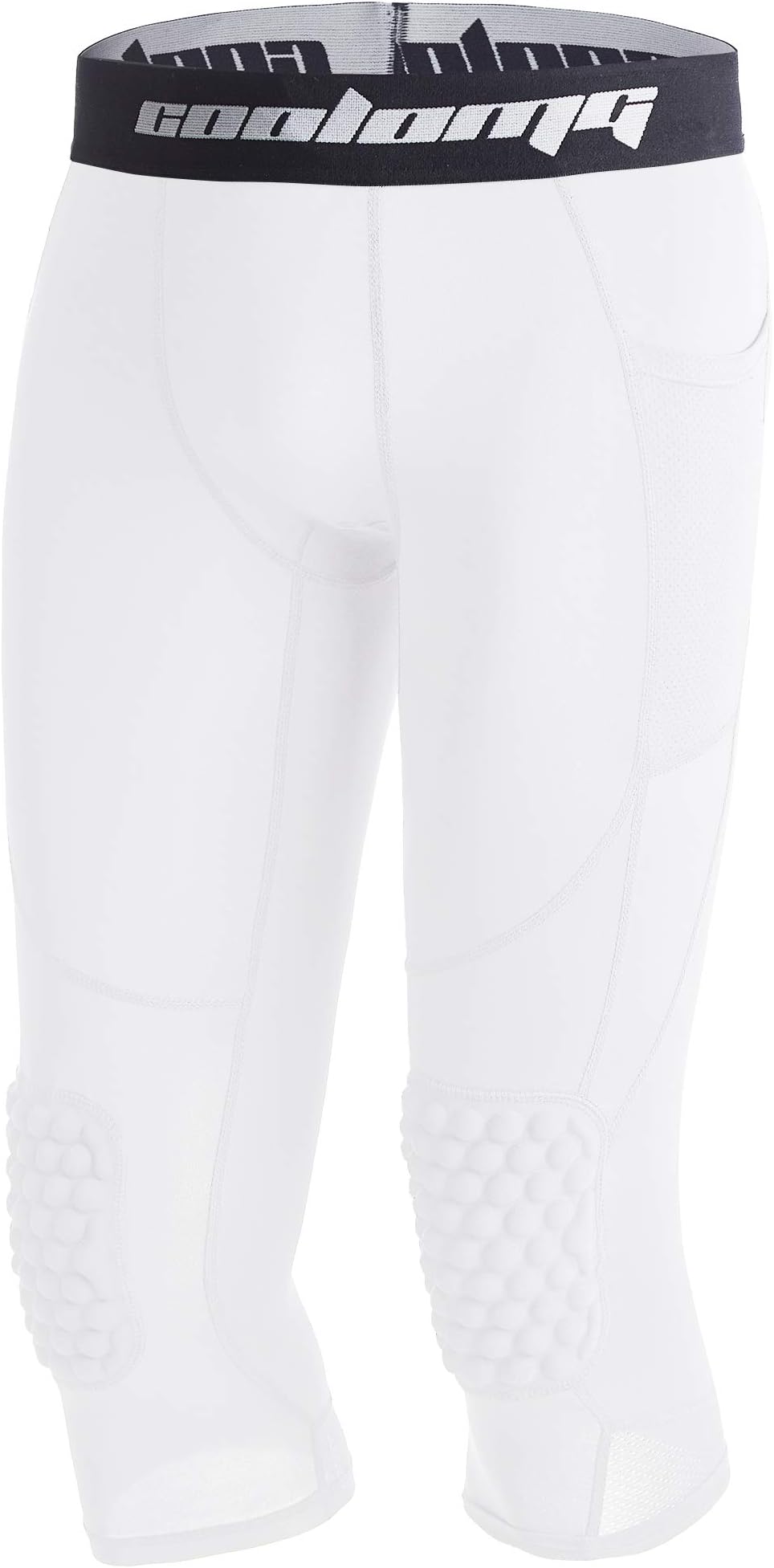 COOLOMG Basketball Pants with Knee Pads for Kids Youth 3/4 Capri Compression Tights Leggings