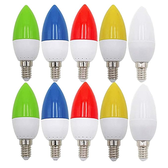 10er Set E27 LED Bunte 1W Farbige Glühbirnen Farbig Gemischt 100LM Energiesparende PC LED Bunte Birnen Deko Glühbirne AC220V-