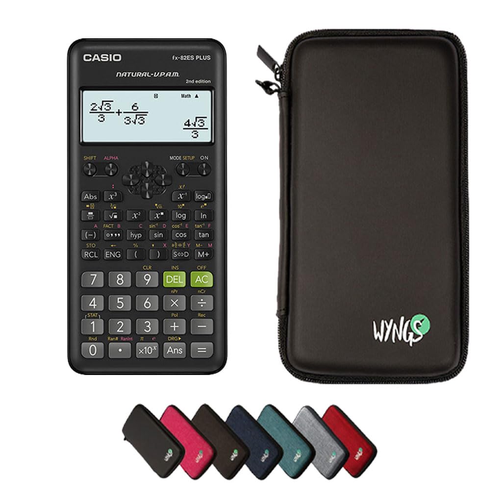Casio fx-82ES Plus 2nd edition including a WYNGS protective case in Black - Basic Set