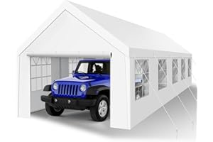 SNENBLUME Heavy Duty Carport, Spacious 16'x32' Outdoor Shelter Portable Garage, Waterproof Canopy with Easy Assembly & All-Weather Protection