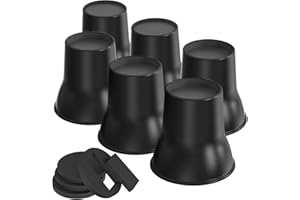 USION Bed Risers 6 Inch Heavy Duty 6 Pack, Furniture Risers Elevators with Caster Pads Supports Up to 6600 Lbs, Round Couch Lifter for Sofas,Table,Bed Frame,Desk (Black)
