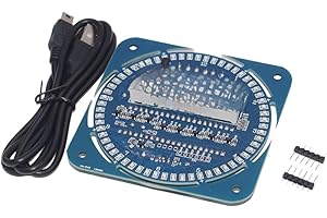 Minhe DIY Electronic Clock Kit with Rotating LED Display, DS1302 Real-Time Module, Temperature Monitoring and Alarm Function,