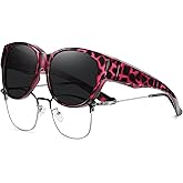HAOLOTA Fit Over Glasses Sunglasses for Women Polarized, Trendy Cat Eye Sunglasses Wear Over Glasses, UV Protection