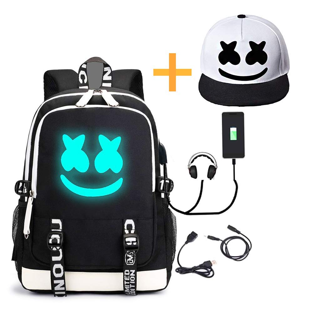FM Zaino da Viaggio Unisex Moda da Viaggio He-Bag Marshmallow Zaino DJ  Luminoso con Porta di Ricarica USB Valigeria urban-earth.co.uk
