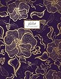 Dot Grid Journal - Dotted Notebook, 8.5 x 11: Floral Softcover, Faux Gold Glitter on Purple (Flower Journal)