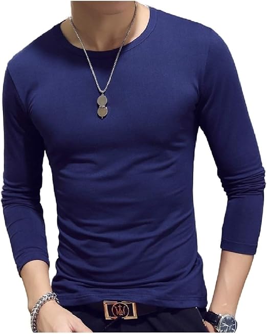 DressUMen mens Comfort Cozy Pullover Long Sleeve Solid Fit T Shirt