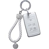 for Land Rover Key Fob Cover, Key Fob Case Full Protection Case is Premium Soft TPU Compatible with Land Rover Range Rover Vogue Sport 2018 Discovery 5 Smart Remote Key (B White)