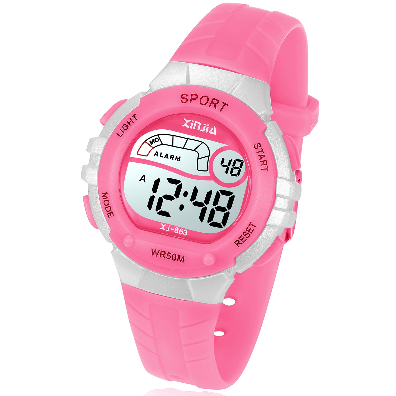 Findtime Orologio Digitale Sportivo Uomo Donna - Quadrante Quadrato, LED, Cronometro, Timer, 5 ATM - Regalo Unisex