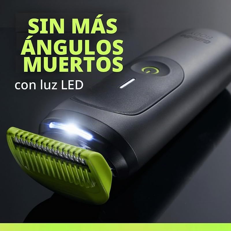 Labs i7 - Cortacésped para cuerpo y zona íntima para hombre, con tecnología SkinFirst, cortapelos impermeable, luz LED para visibilidad, 3 accesorios de corte de precisión y base de carga