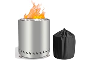 Stainless Steel Fireplace with Stand Table, Large Capacity Outdoor Smokeless Bonfire Pit. with Removable Ash Box Carry Bag, W