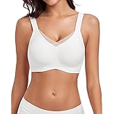 WOWENY Wireless Bras for Women no Underwire Push Up Bra Comfort Seamless Full Coverage Bralettes with Support Everyday Bra White XXXL