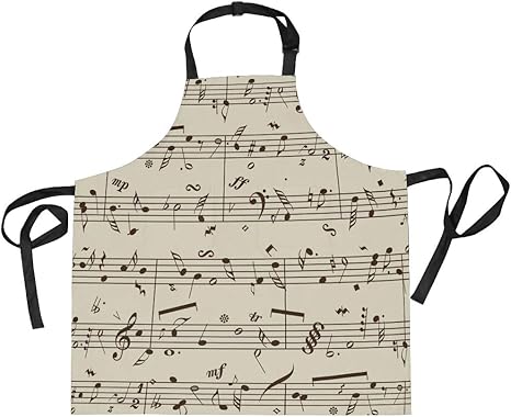 Amazon Uooya おしゃれ エプロン 音楽 楽譜 音符柄 H型 前掛け 首掛け 防水 ポケット付 料理 仕事用 家庭用 男性用 女性用 男女兼用 エプロン オンライン通販