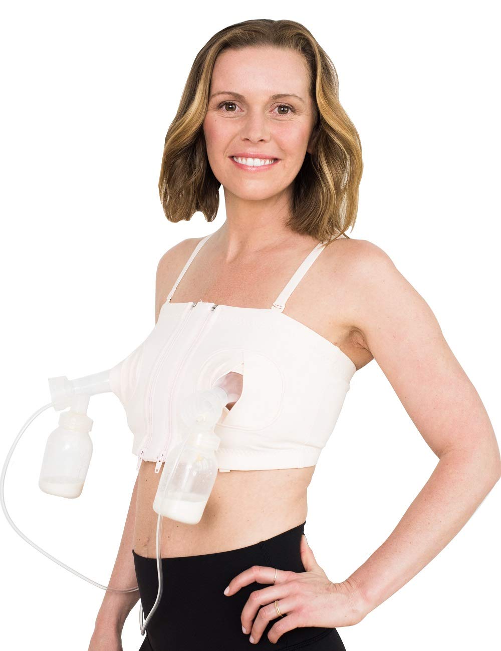 Simple Wishes L+ HandsFree Breast Pump Bra Adjustable and Customizable Pumping Bra Fitting