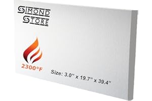 SIMOND STORE Ceramic Fiber Insulation Board - 2300F Rated - 3" x 19.7" x 39.4" - Pack of 1 - Ceramic Fiber Thermal Insulation Board for Wood Stoves, Pizza Ovens, Forges, Kilns, Furnaces, Fireplaces