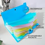 Drawlish Expanding File Organiser 10 Color Pockets A4 Folder Sky Blue view 3