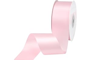VATIN Double Face Light Pink Satin Ribbon 1-1/2" Continuous 25 Yards,Pink Polyester Fabric Ribbon use for Bows Bouquet, Gift Wrapping, Floral Arrangement Wedding Decoration