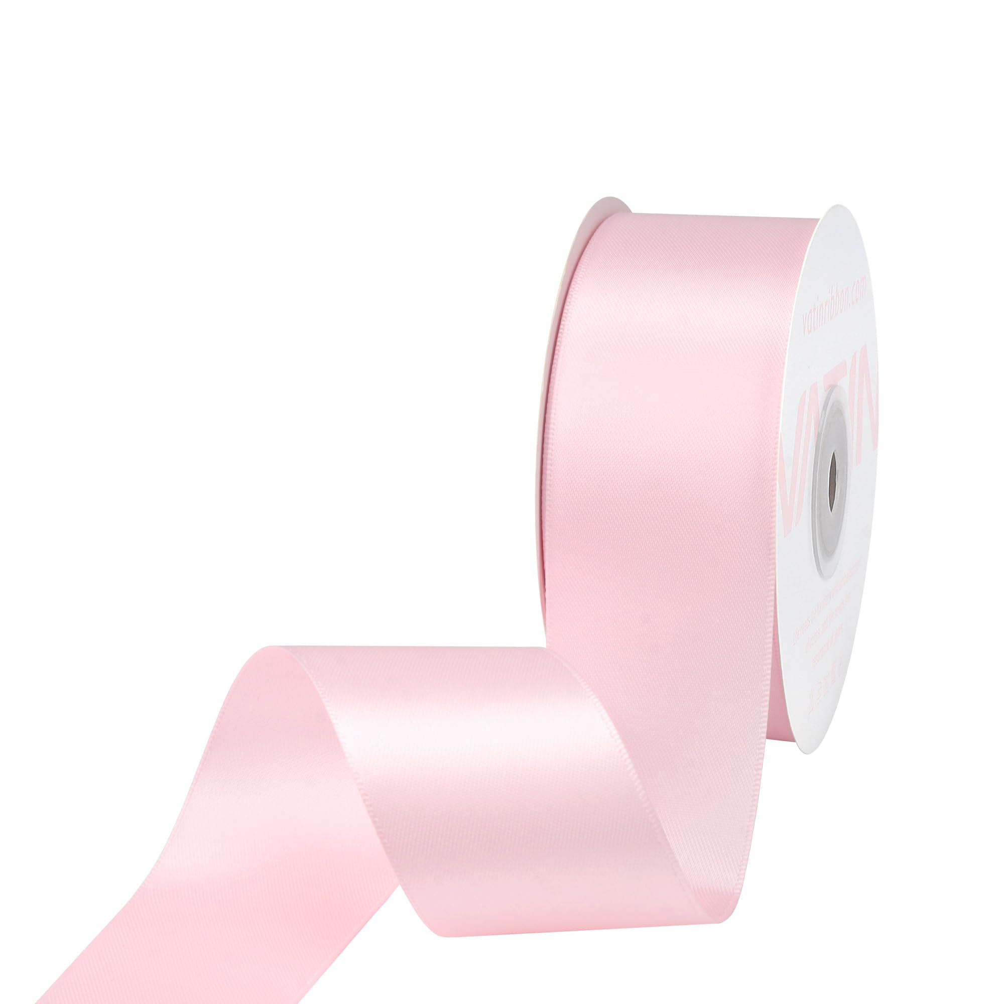 VATIN 38mm Wide Double Faced Polyester Light Pink/Baby Pink Satin Ribbon Continuous Ribbon -23 Metre, Perfect for Wedding, Gift Wrapping, Bow Making& Other Projects