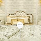 LEPENDOR Silver Damask Peel and Stick Wallpaper 0.45x3m Waterproof Decorative view 5