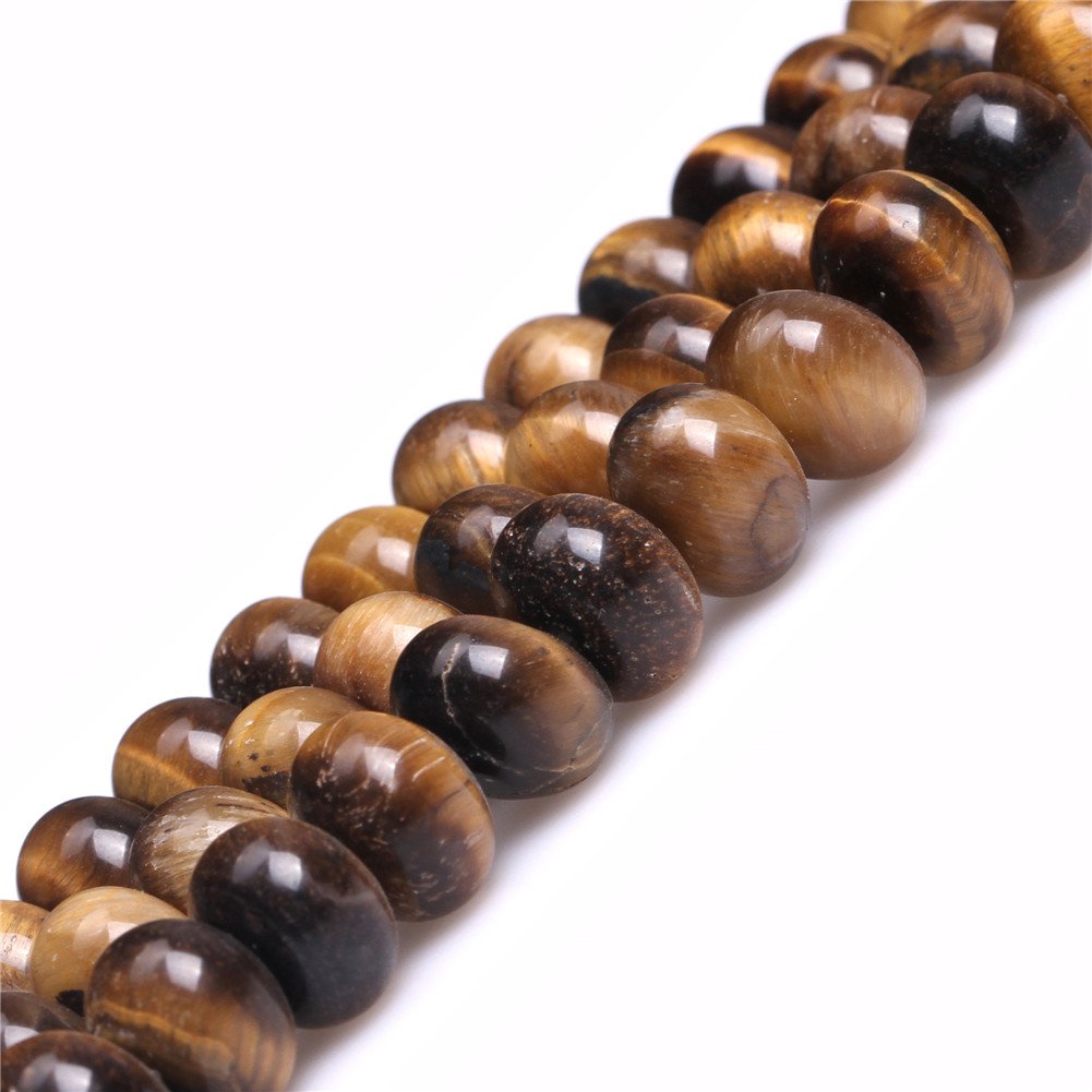 Sweet & Happy Girl's Store 7x10mm rondelle Gemstone Yellow Tiger Eye Beads Strand 15 InchJewellery Making Beads