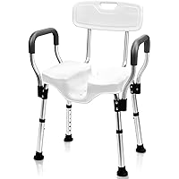 Sangohe Shower Chair - Shower Chair for Inside Shower - U-Shape Seat Heavy Duty Shower Chair - Shower Chair with Arms for Han