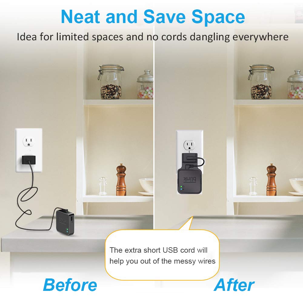 Outlet Wall Mount for Blink Sync Module, Gresur Simple Mounting Bracket Holder for Blink XT2/XT Unique Designed Outdoor and Indoor Security Camera Mount with Short Cable (1-Pack)