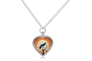 FekiLoot Raven Halloween Urn Necklace for Ashes Heart Cremation Jewelry Memorial Keepsake Pendant Locket Ash Holder Memory Je