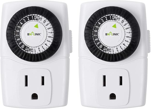 Amazon Century 屋内24時間メカニカルコンセントタイマー 3プロング 2枚組 2パック ホワイト 電子パーツ 車 バイク